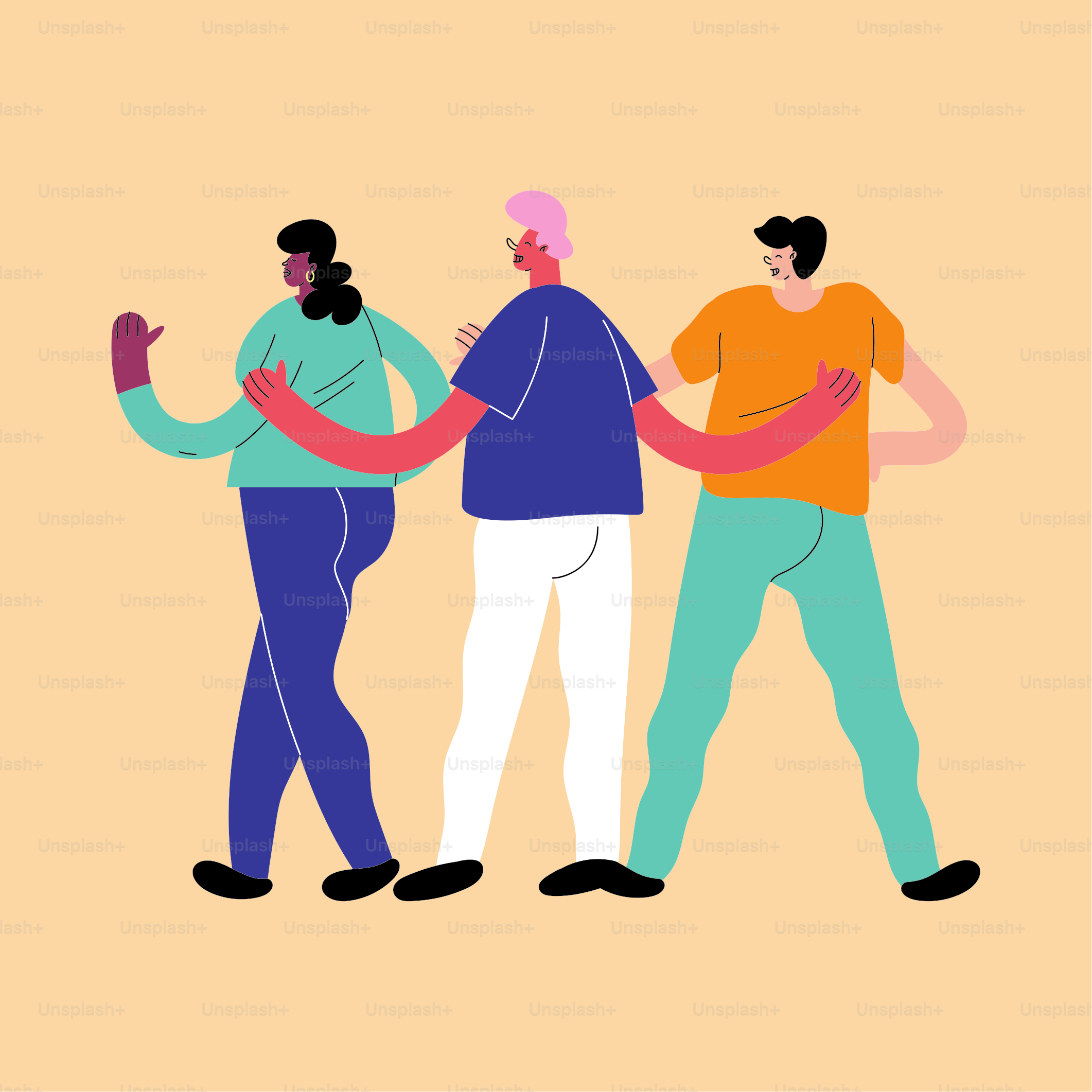 diversity friends group characters avatars