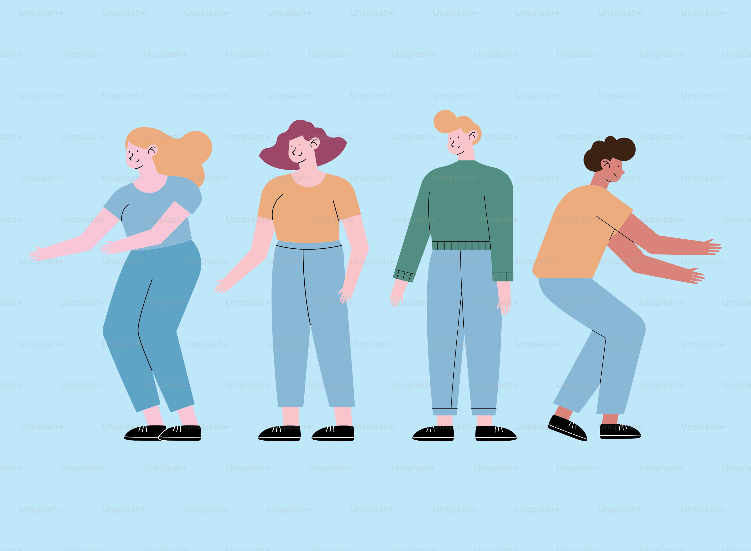 group of persons standing characters
