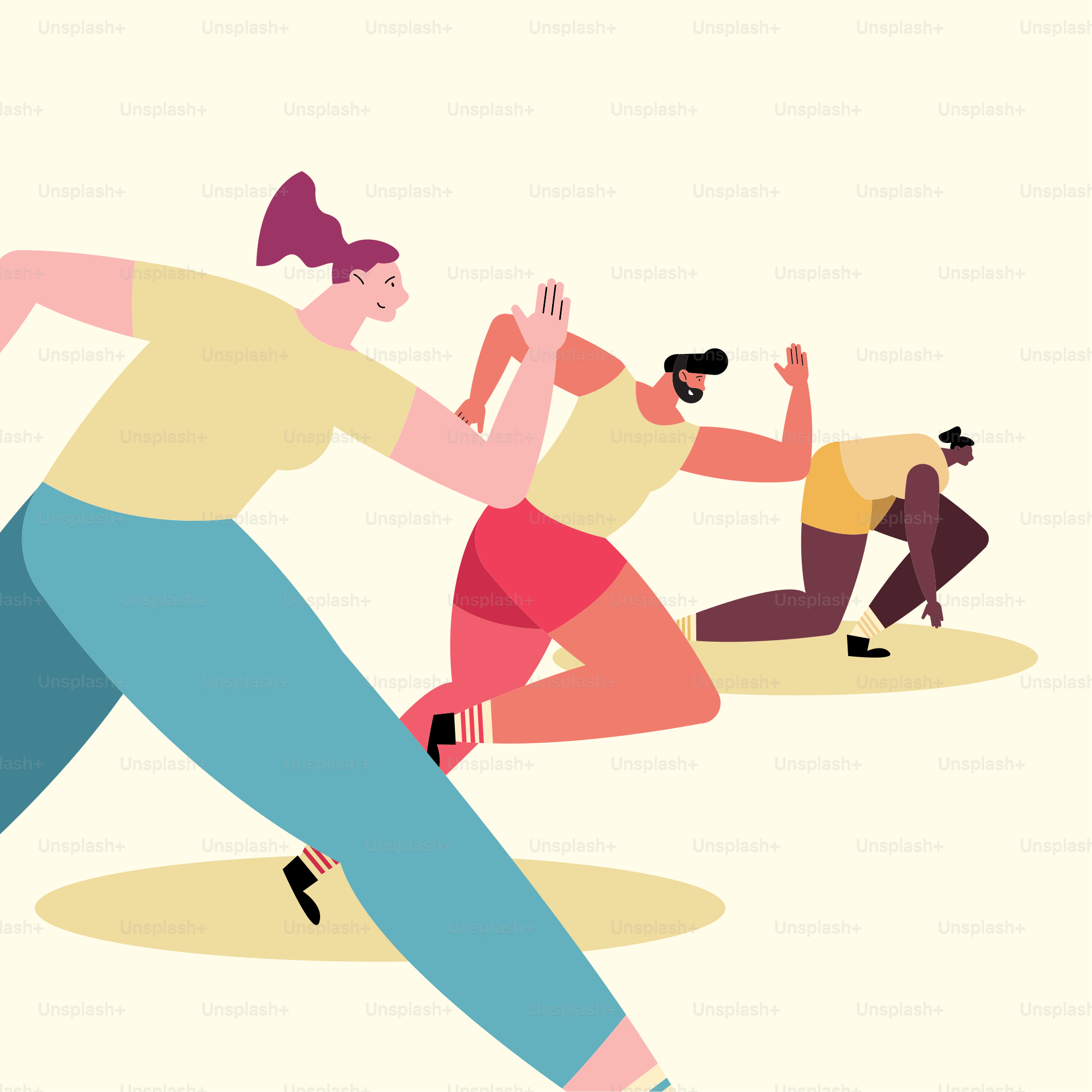 Atletas que manejan personajes de tres avatares