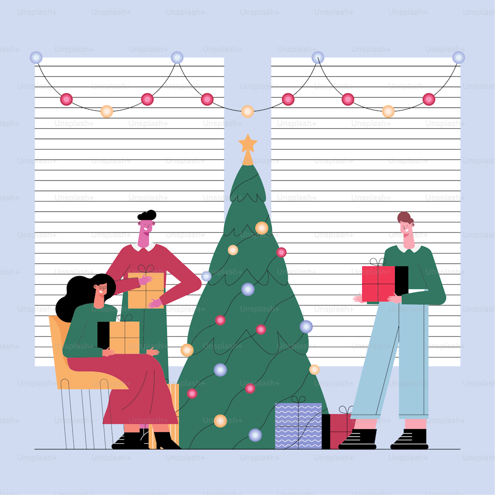 Les travailleurs célèbrent Noël avec un arbre