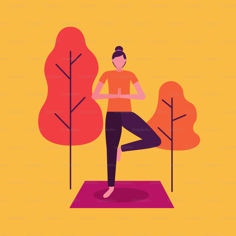 yoga activity woman outdoor park vector illustration