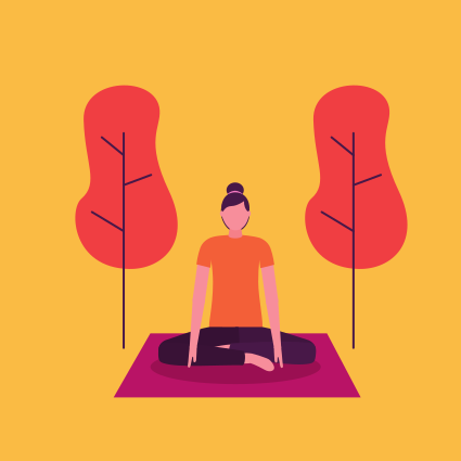 outdoor park woman sitting yoga activity vector illustration