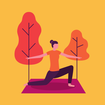 outdoor park woman yoga activity vector illustration