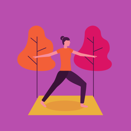 yoga activity park outdoor woman stretching vector illustration