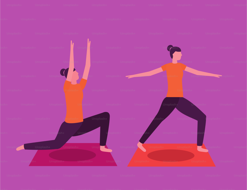 woman yoga activity stretching body vector illustration