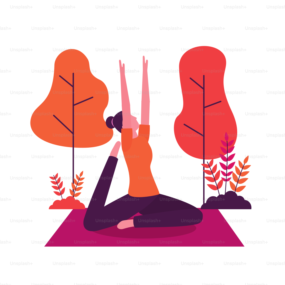 woman stretching arms and leg yoga activity vector illustration