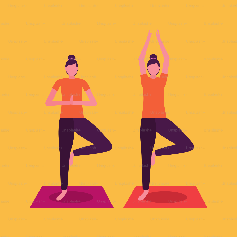 yoga activity woman stretching arms vector illustration