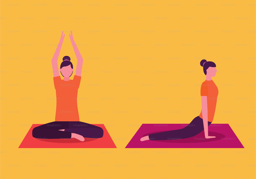 yoga activity woman stretching arms body forward vector illustration
