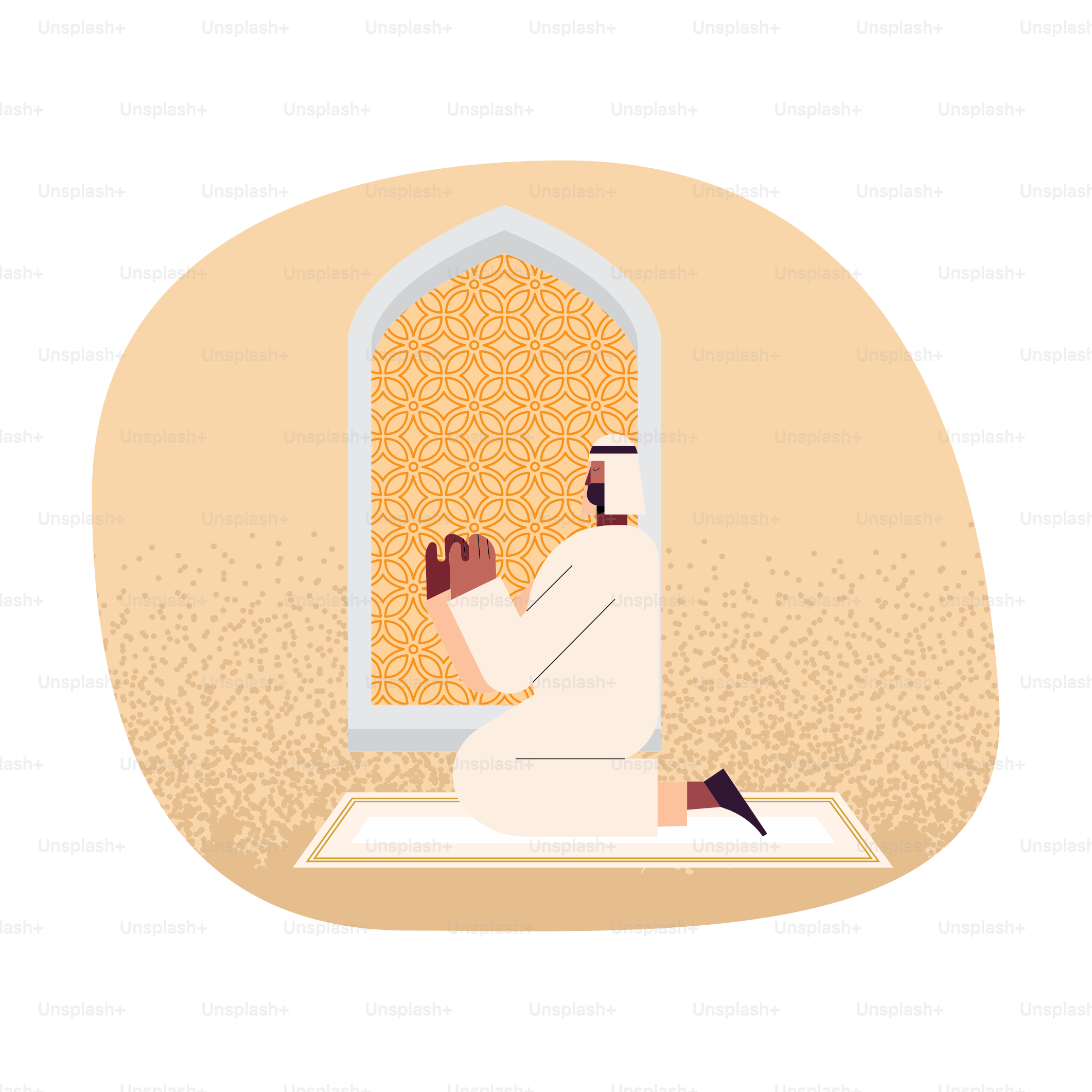 muslim man praying character scene
