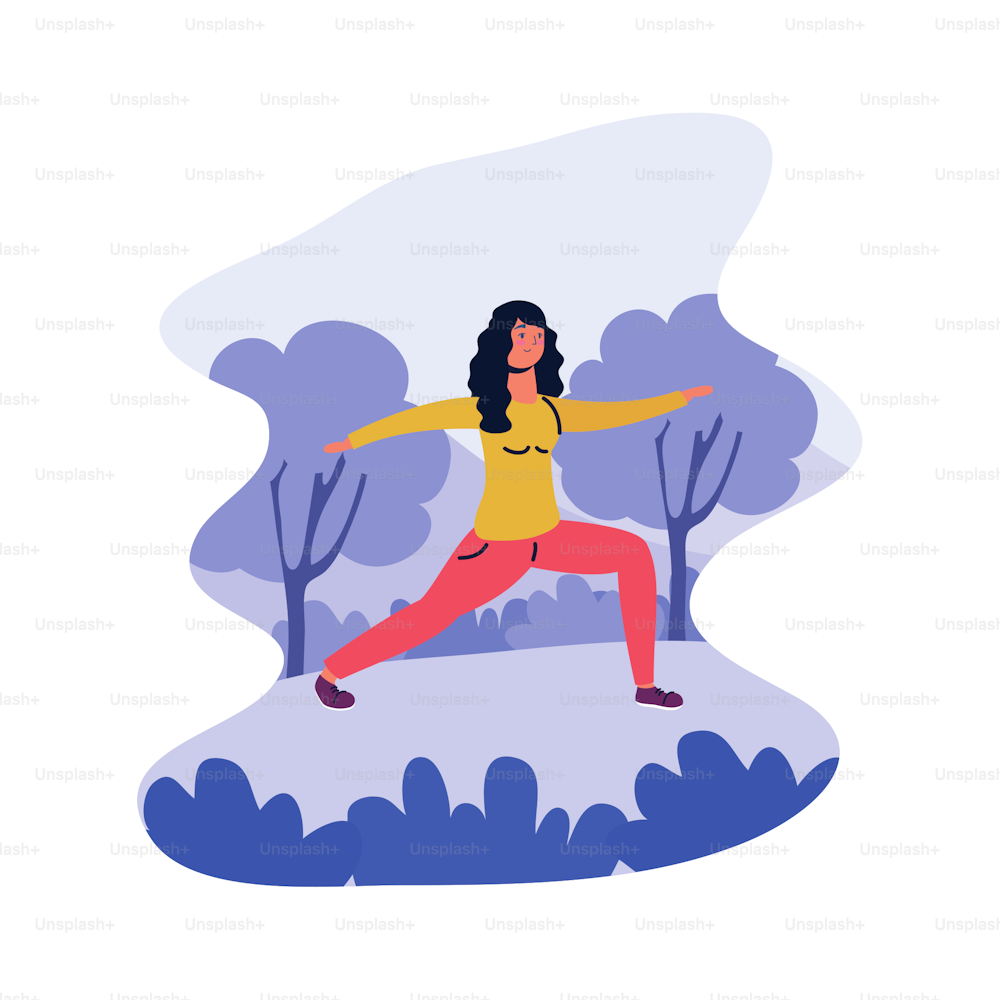 young woman female practicing exercise vector illustration design