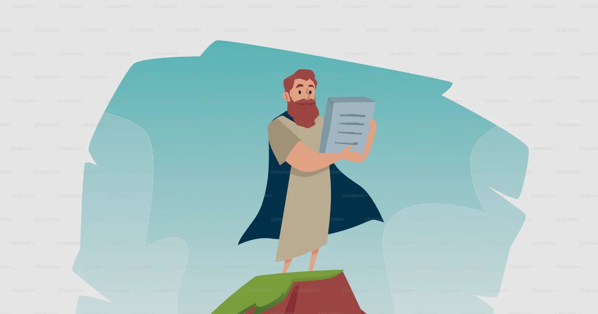 Prophet Animation Bible prophet Moses on Sinai with Gods commandments, flat vector ...