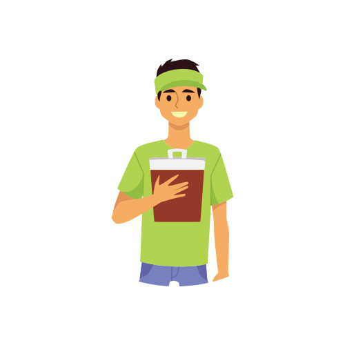 Personnage masculin d’un employé de restauration rapide avec le presse-papiers de menu dans les mains, illustration vectorielle plate isolée sur fond blanc. Caractère de l’employé de restaurant en chemise en uniforme.