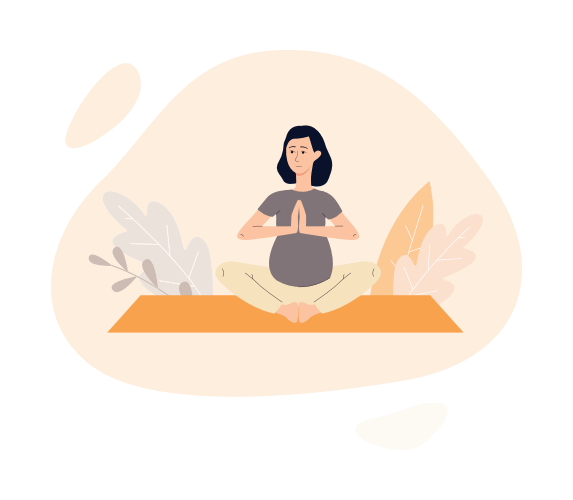 Schwangere Frau praktiziert Yoga zur Entspannung und zum Wohlbefinden, flache Vektorillustration isoliert auf weißem Hintergrund. Gesunde Schwangerschaft und Mutterschaftskonzept.