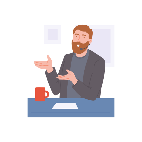 TV or radio news anchor man cartoon characters in headset presenting hot news, flat vector illustration isolated on white background. TV reporter or newscaster.