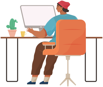 Office staff, manager work and communication. Office worker at the table. Business employees on their workspace. Co-worker. Businessman or a clerk working at his office workplace flat style