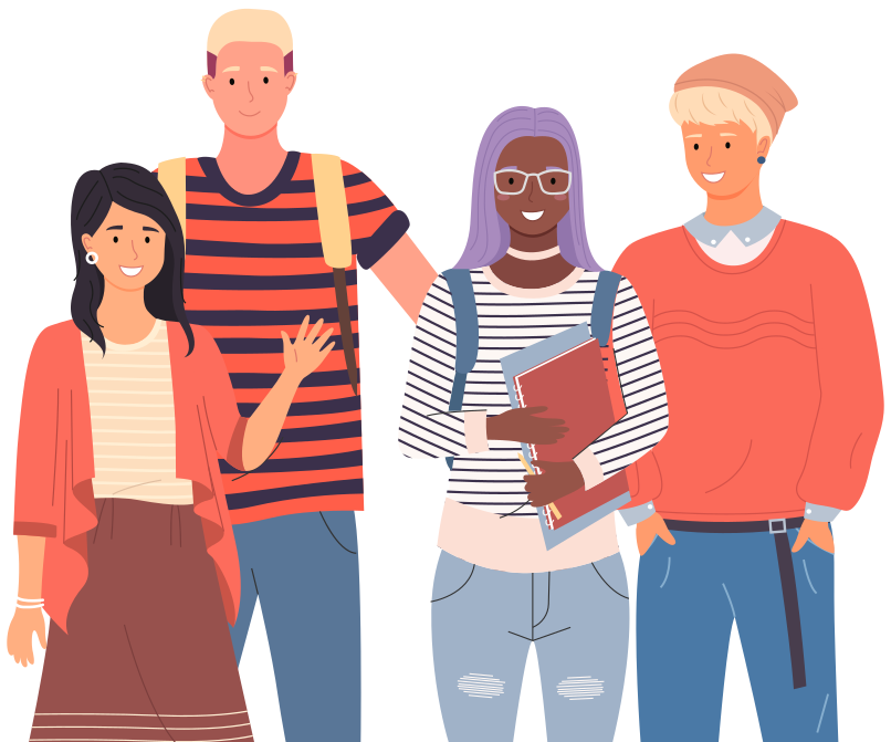 Des étudiants de collèges et d’universités diversifiés font la queue. Groupe de jeunes, hommes et femmes multiculturels. Des couples multinationaux, des étudiants d’établissements d’enseignement, d’université avec des livres et des ordinateurs portables