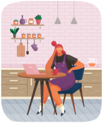 Office woman at desk with tablet pc. Businesswoman or clerk working at her table, student studying remotely. Smiling girl manager office worker enterpreneur performs work on computer, freelancer