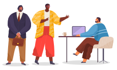 Personal de oficina, trabajo y comunicación. Jefe y subordinados. Varios trabajadores, equipos de gerentes. Altos directivos, empleados de diferentes niveles. Trabajadores de oficina. Compañeros de trabajo. Los compañeros discuten sobre el trabajo en equipo del proyecto