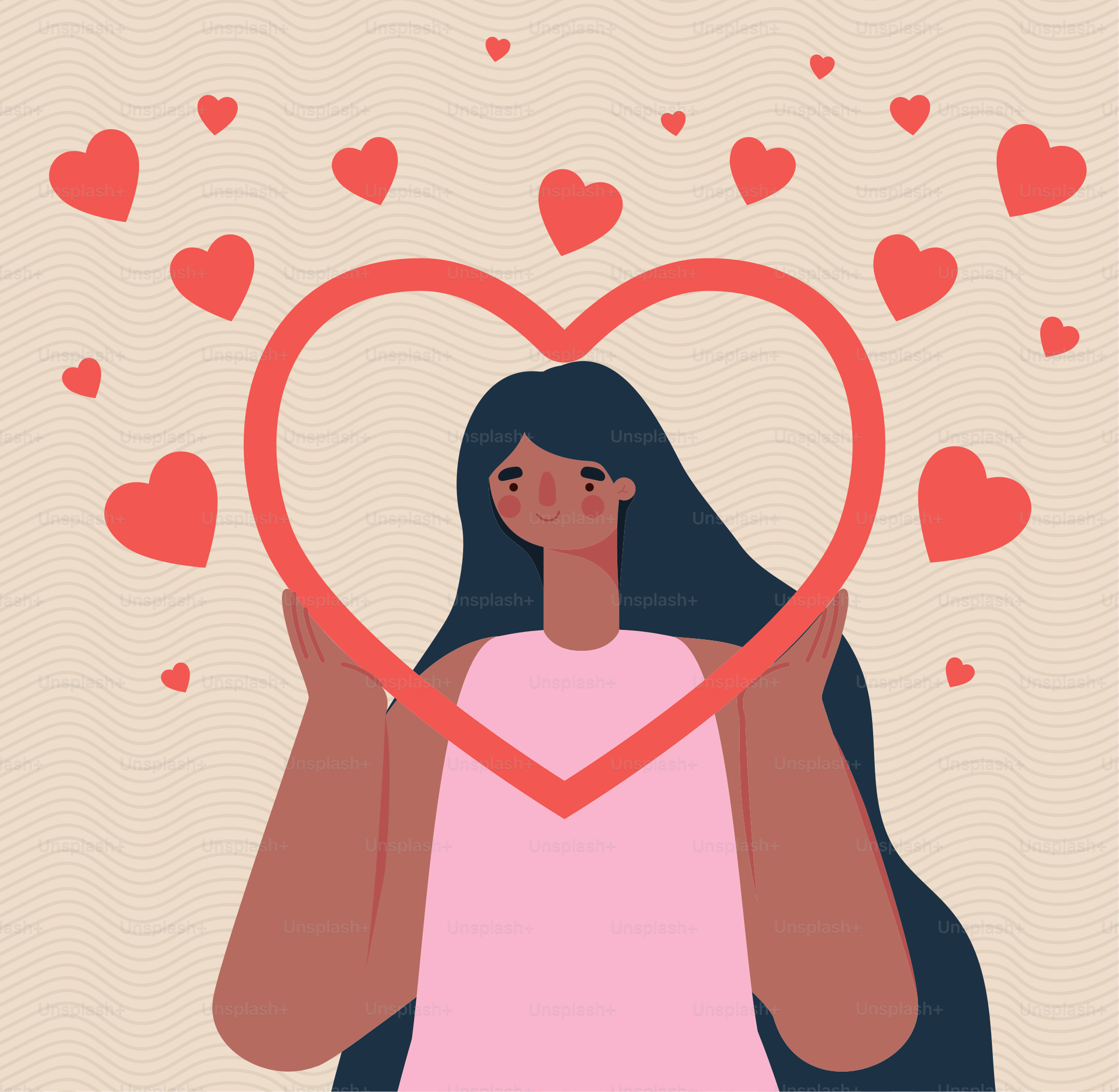 loving woman cartel with hearts