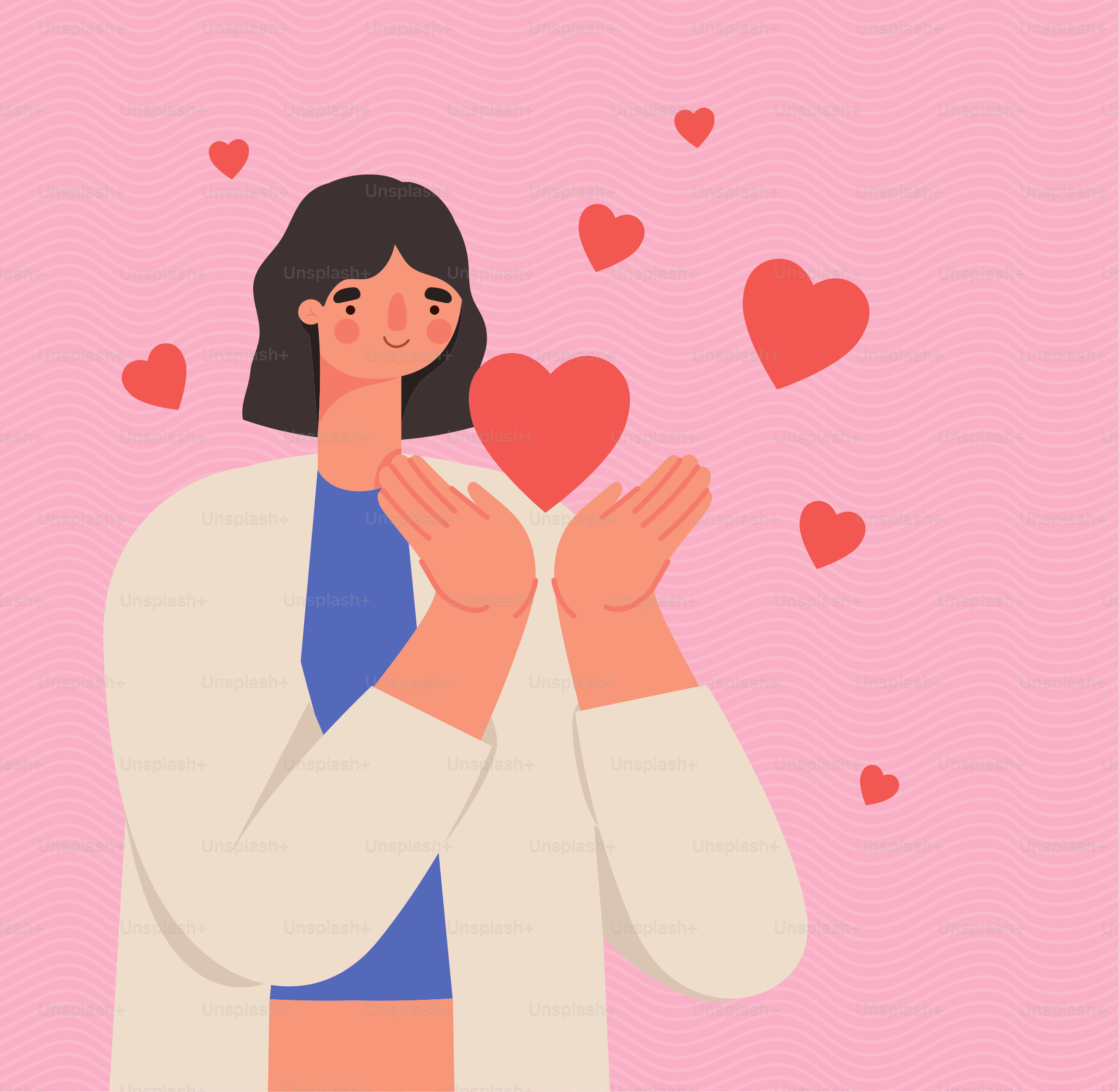 loving woman poster with hearts