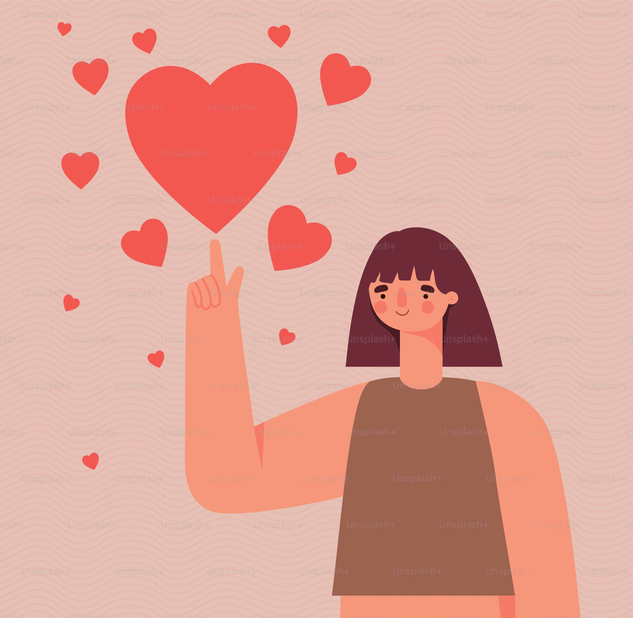 loving woman card with hearts