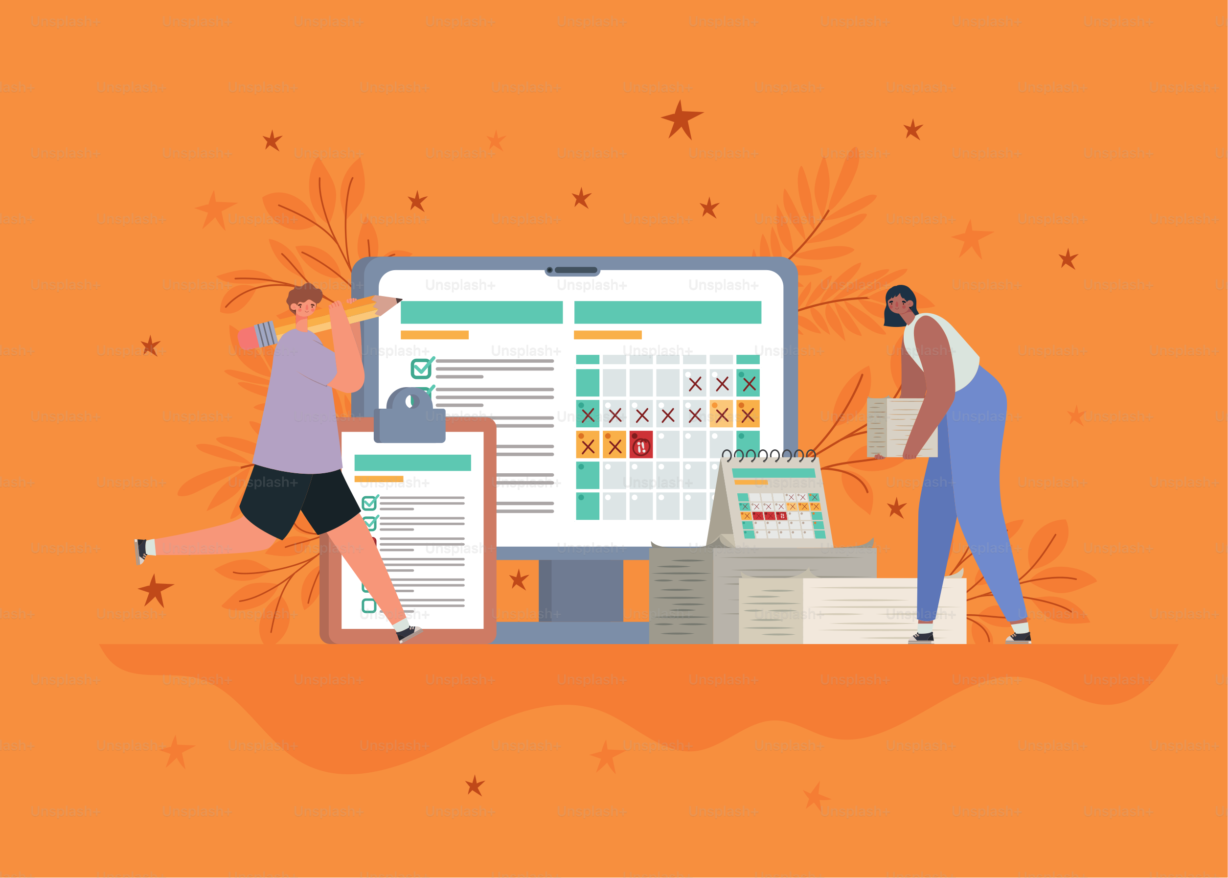 cute deadline illustration with items