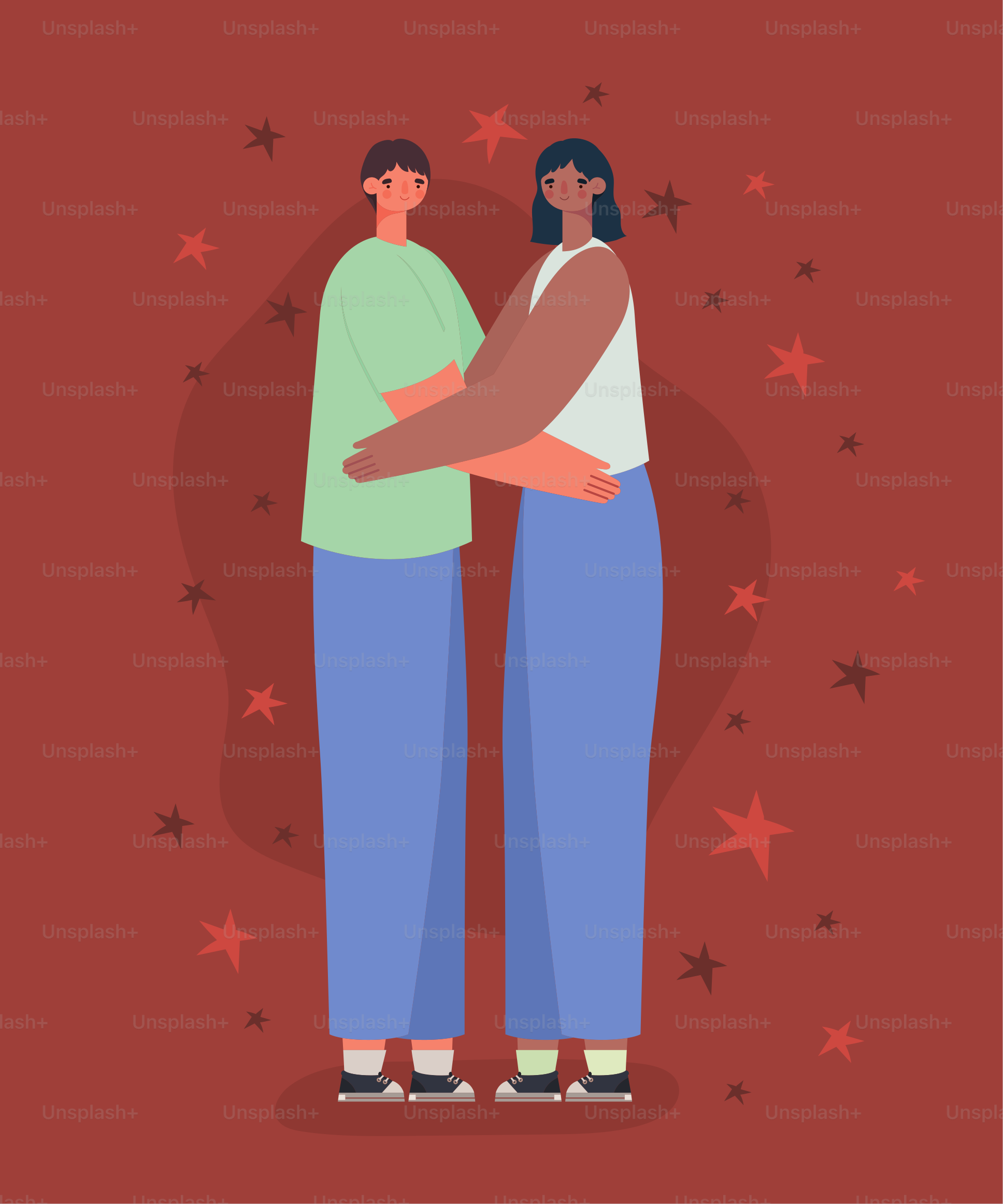 pretty couple design with stars