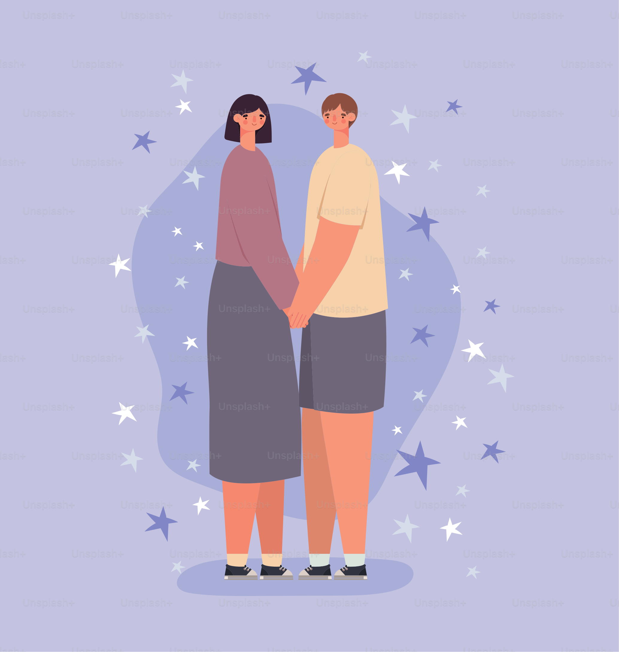 romantic couple design over purple