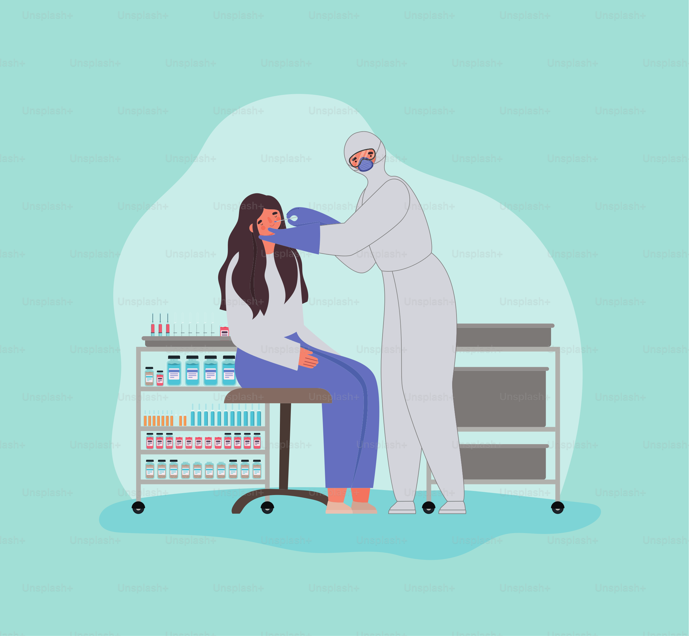 woman on covid test with doctor