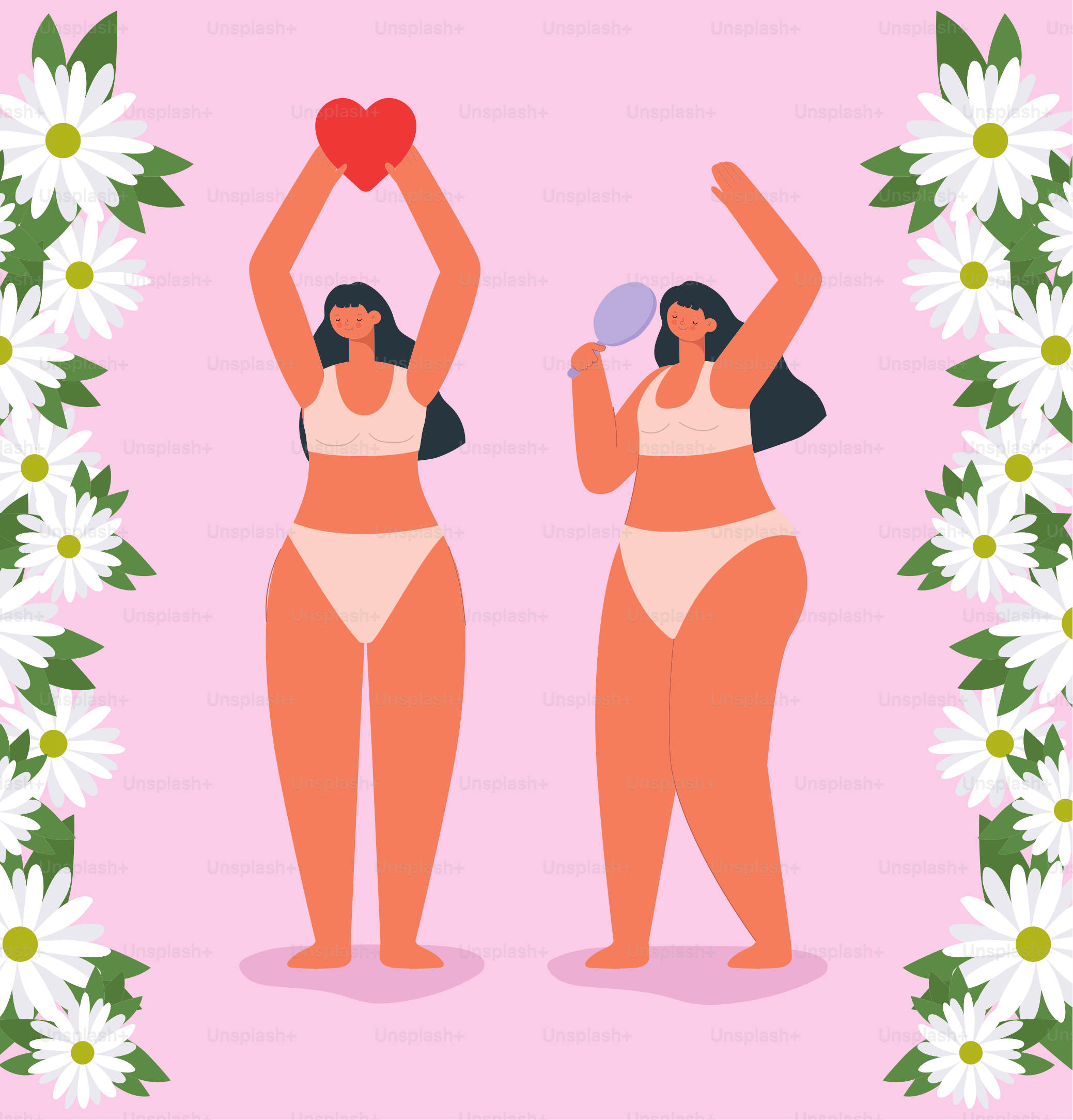 teen women pair with flowers