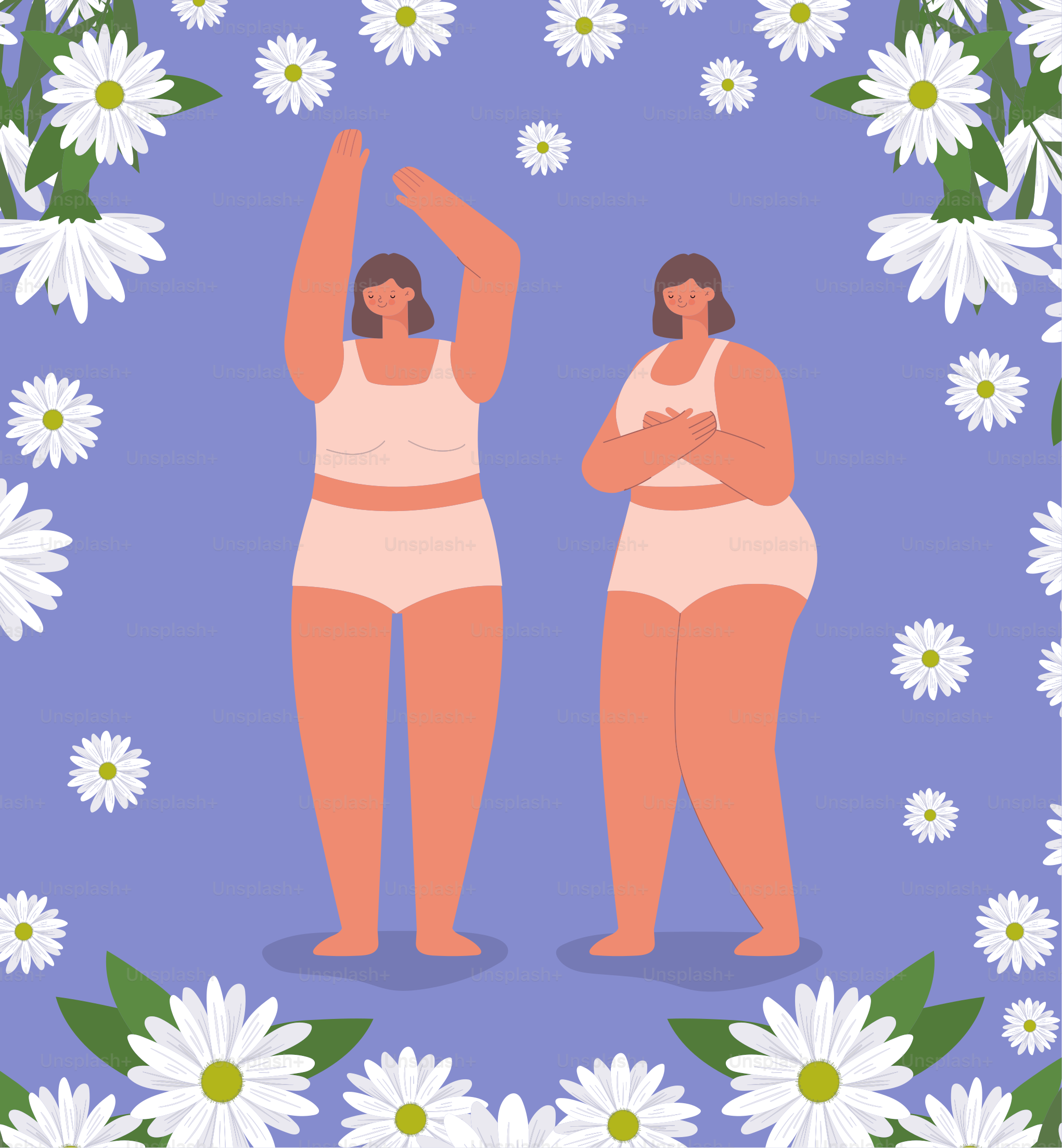 pretty women pair with flowers