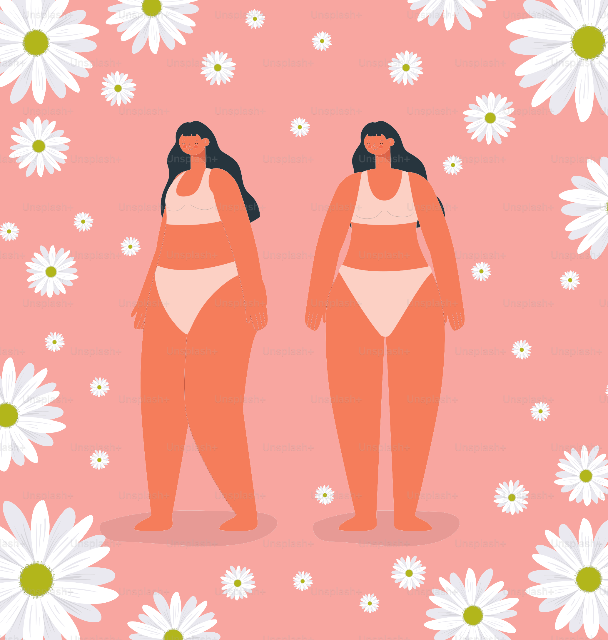 teen women pair with flowers