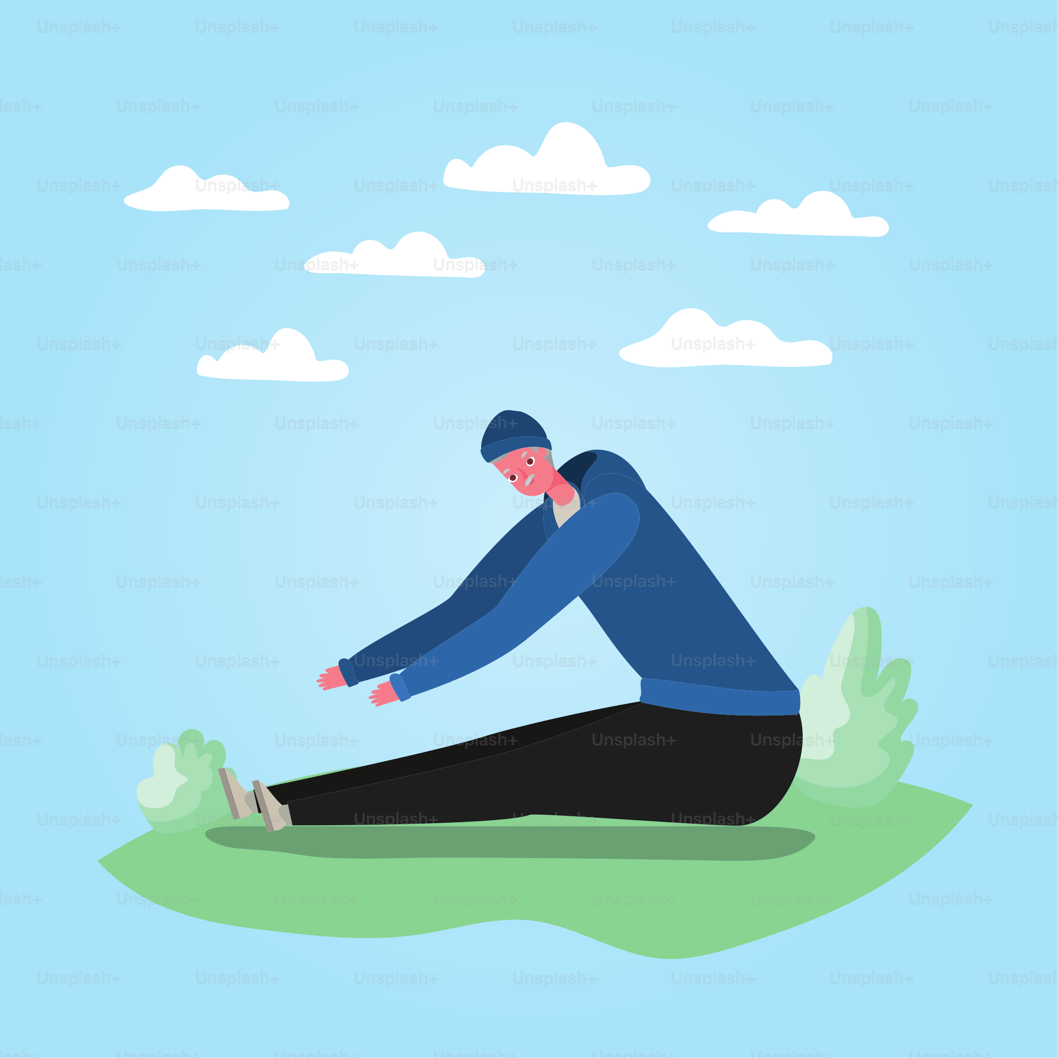 Senior man cartoon with sportswear doing yoga at park design, Outdoor activity theme Vector illustration