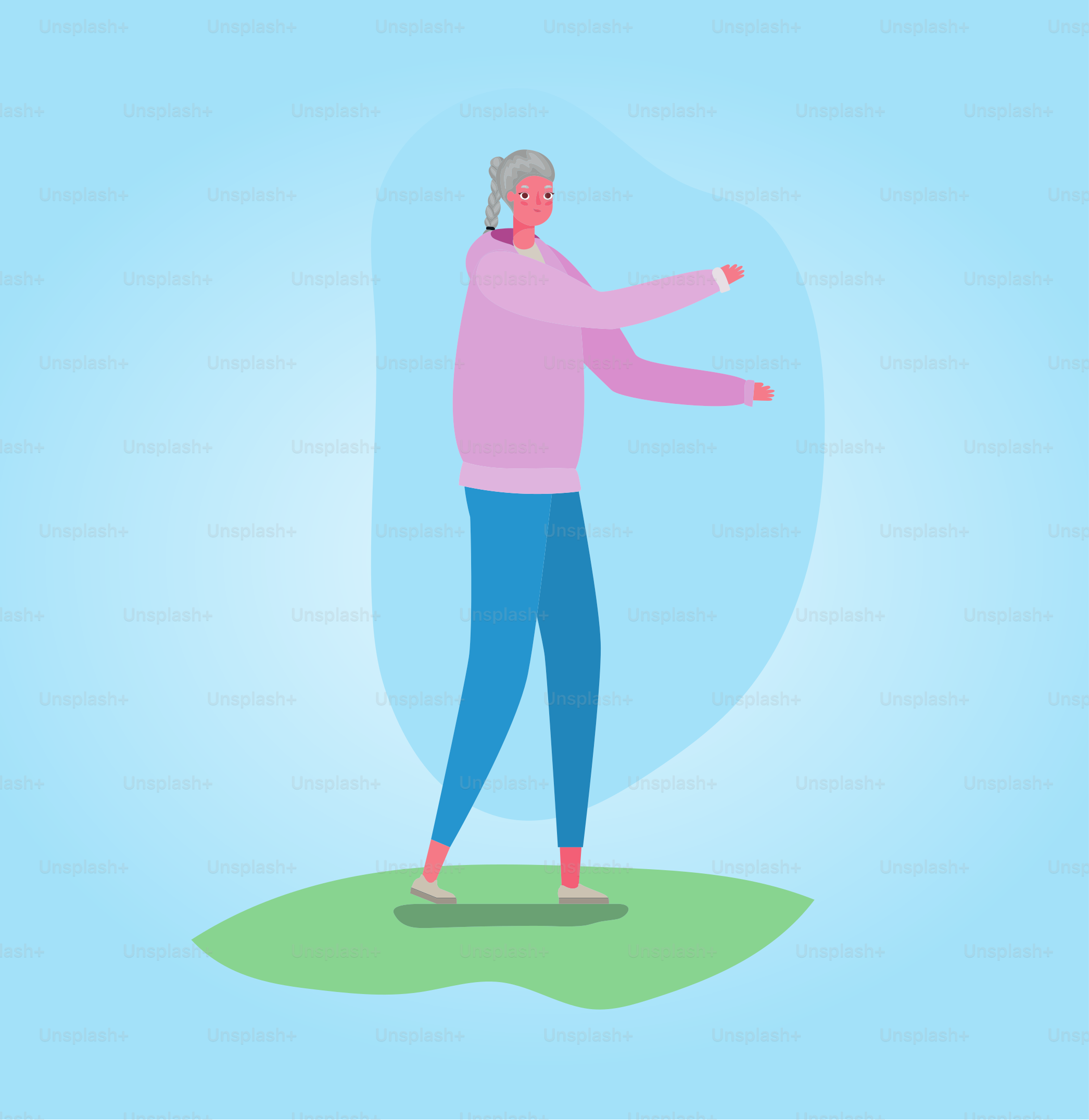 Senior woman cartoon with sportswear stretching design, Outdoor activity theme Vector illustration