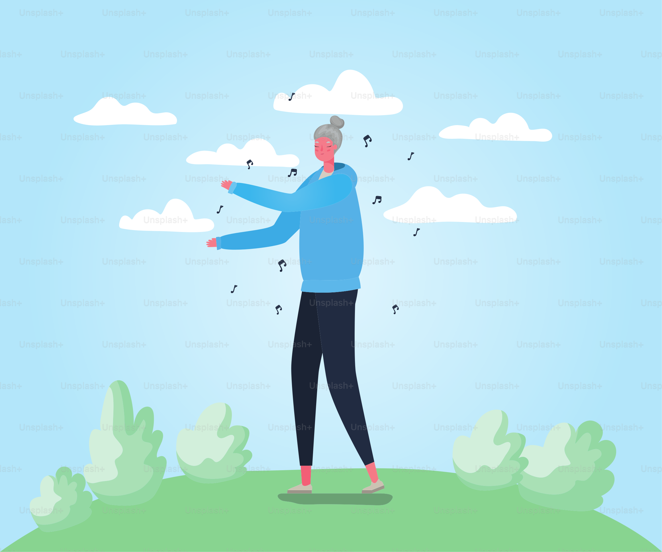 Mujer mayor dibujos animados caminando en el diseño del parque, Tema de  actividad al aire libre Ilustración vectorial vector – Imagen de Gente en  Unsplash, image size:3000x2500