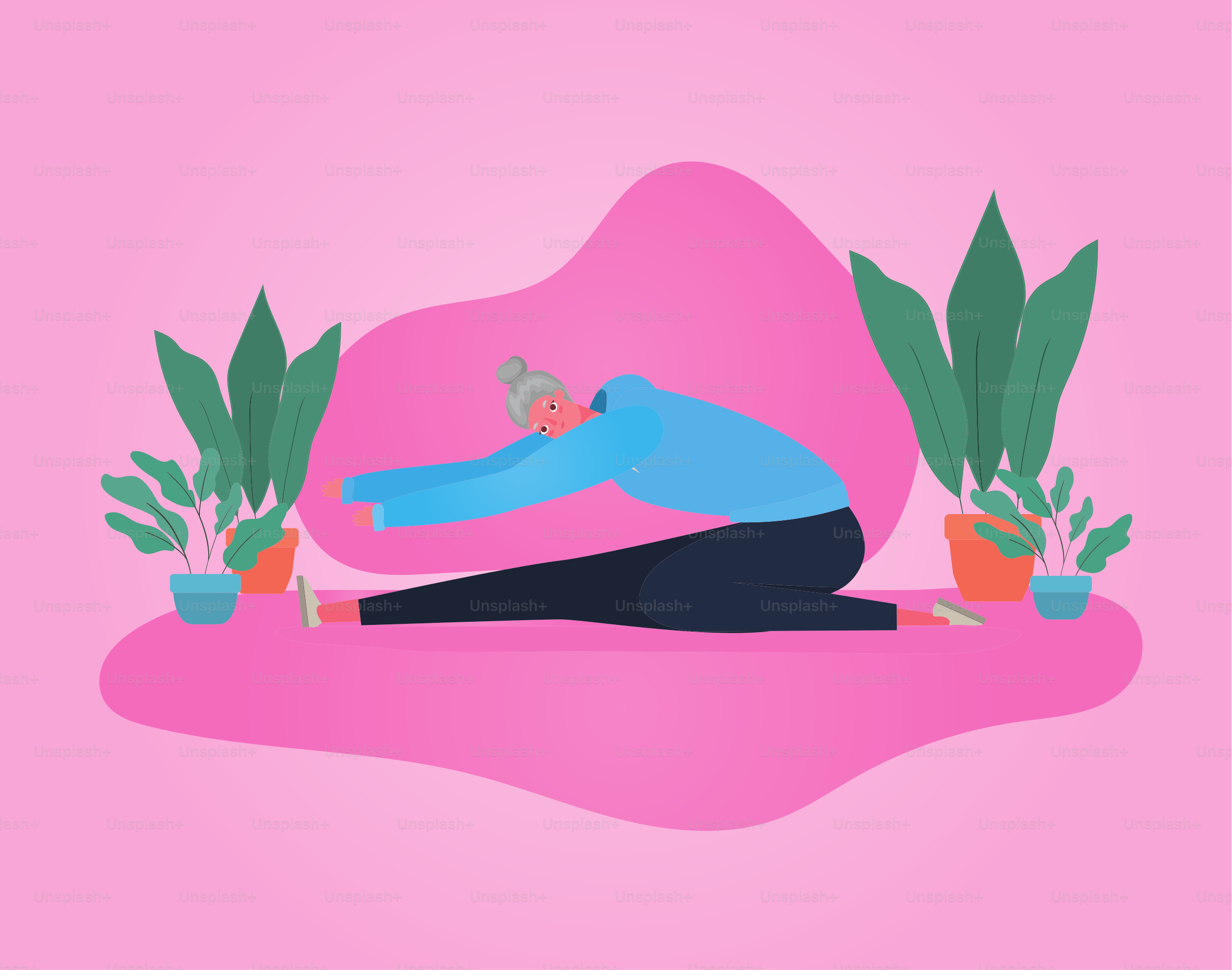 Senior woman cartoon with sportswear doing yoga design, Activity theme Vector illustration