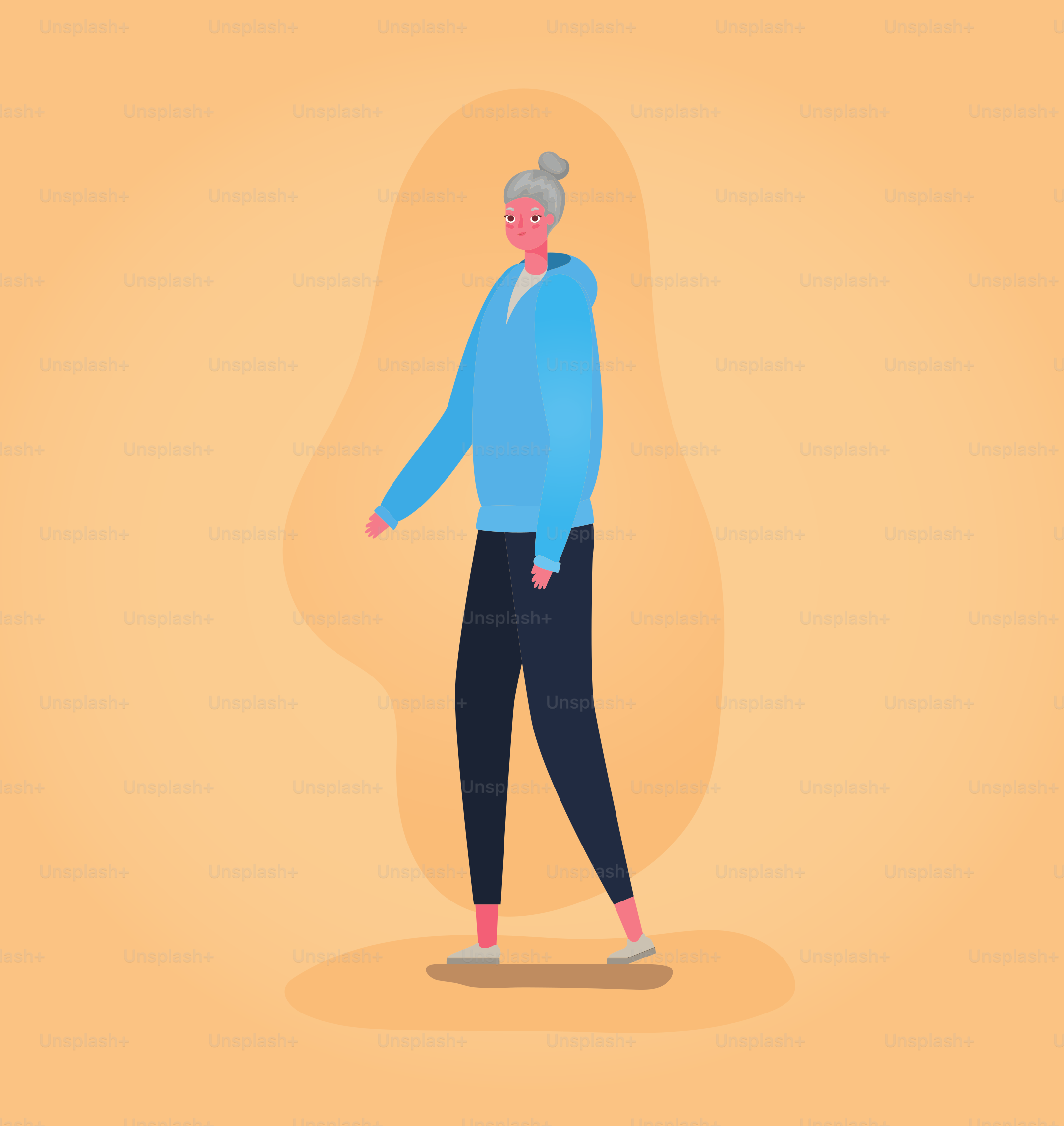 Mujer mayor dibujos animados caminando en el diseño del parque, Tema de  actividad al aire libre Ilustración vectorial vector – Imagen de Gente en  Unsplash, image size:3000x3175