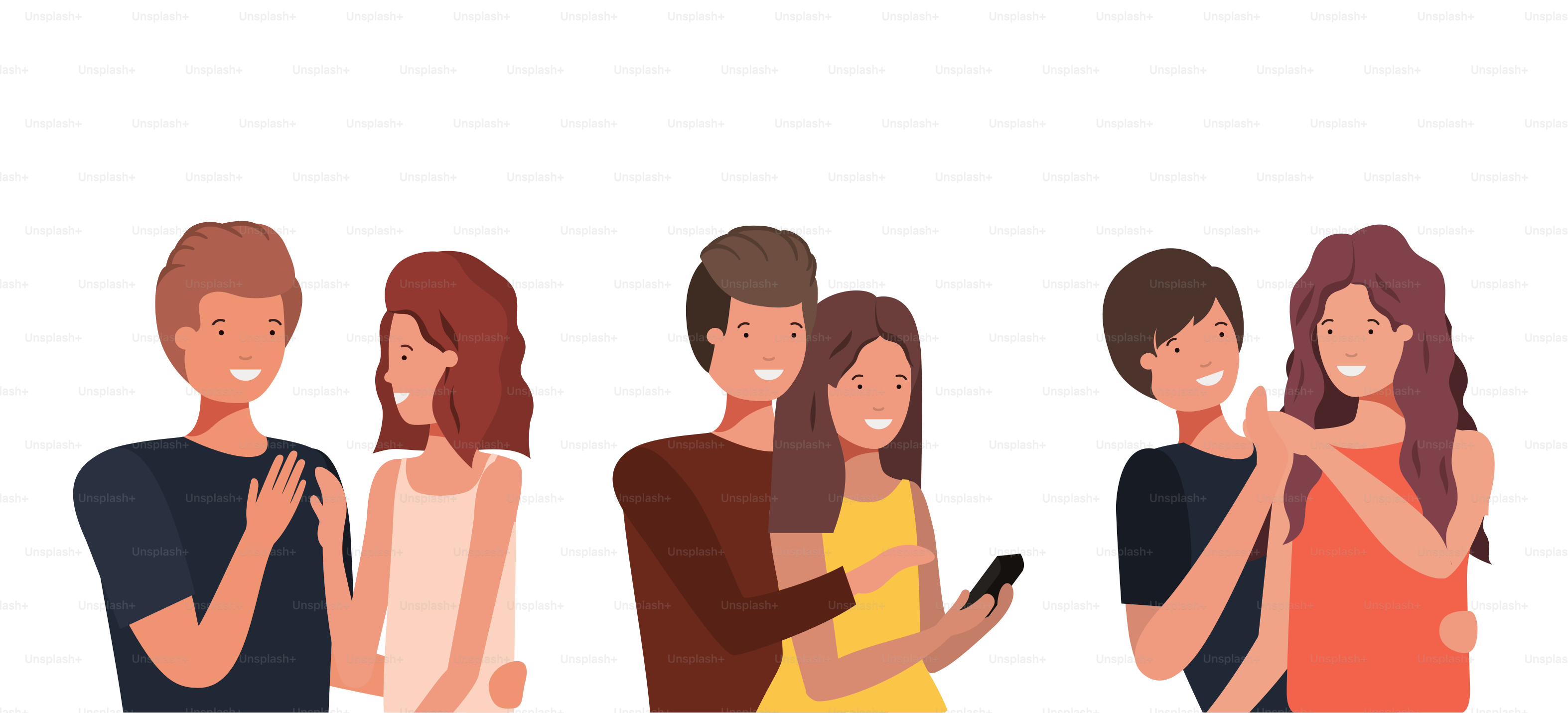 Couples of woman and man design, Relationship love romance holiday and together theme Vector illustration