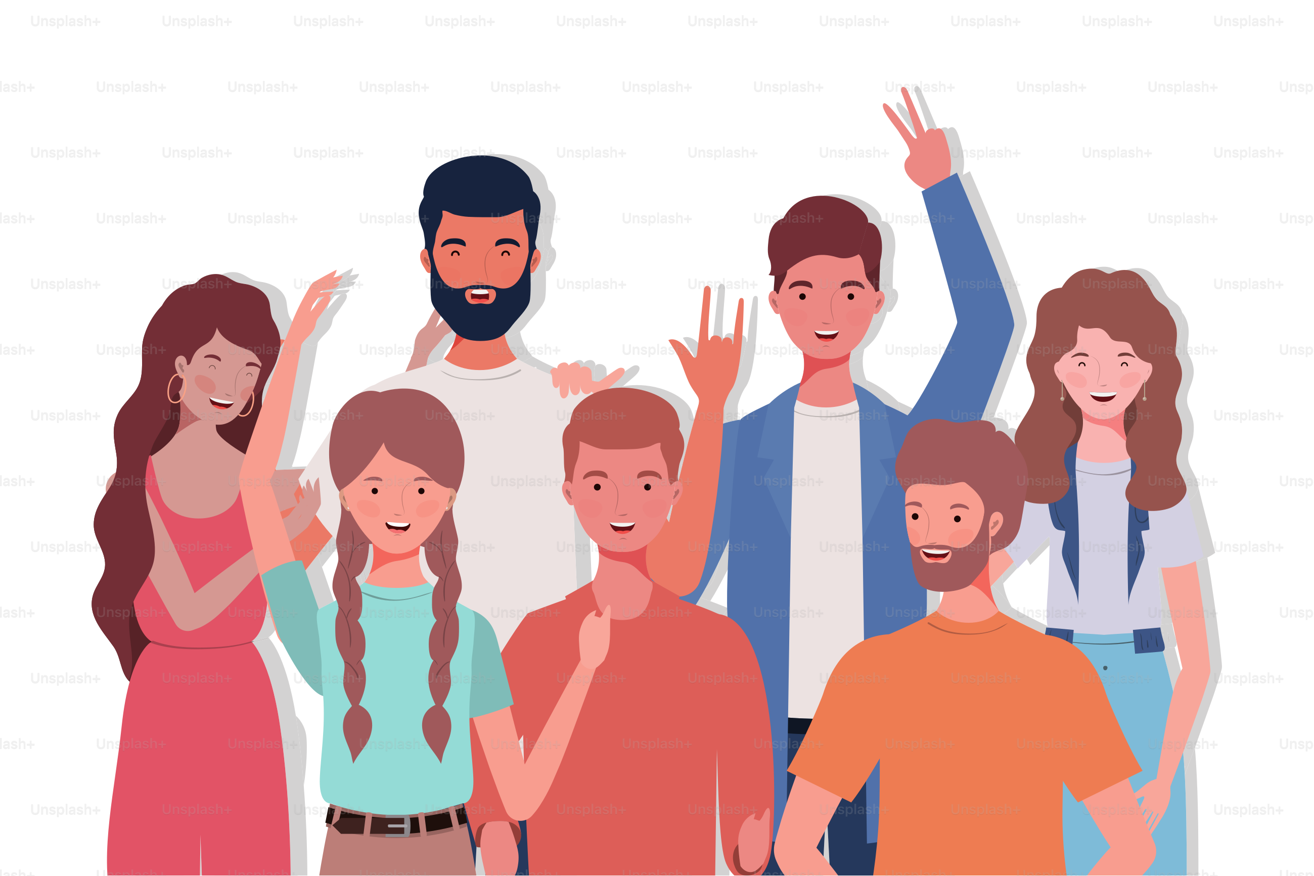 group of young people characters vector illustration design