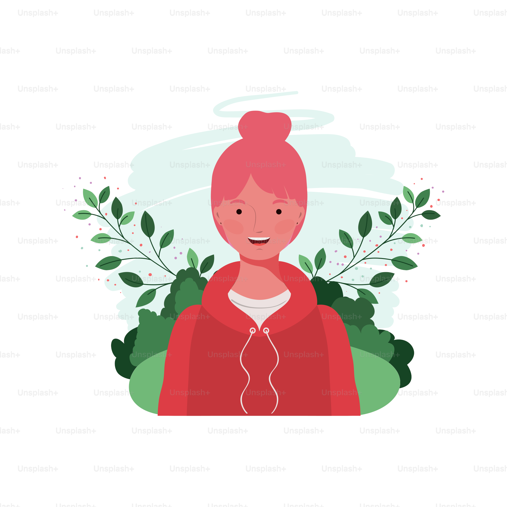 young woman with landscape background vector illustration design