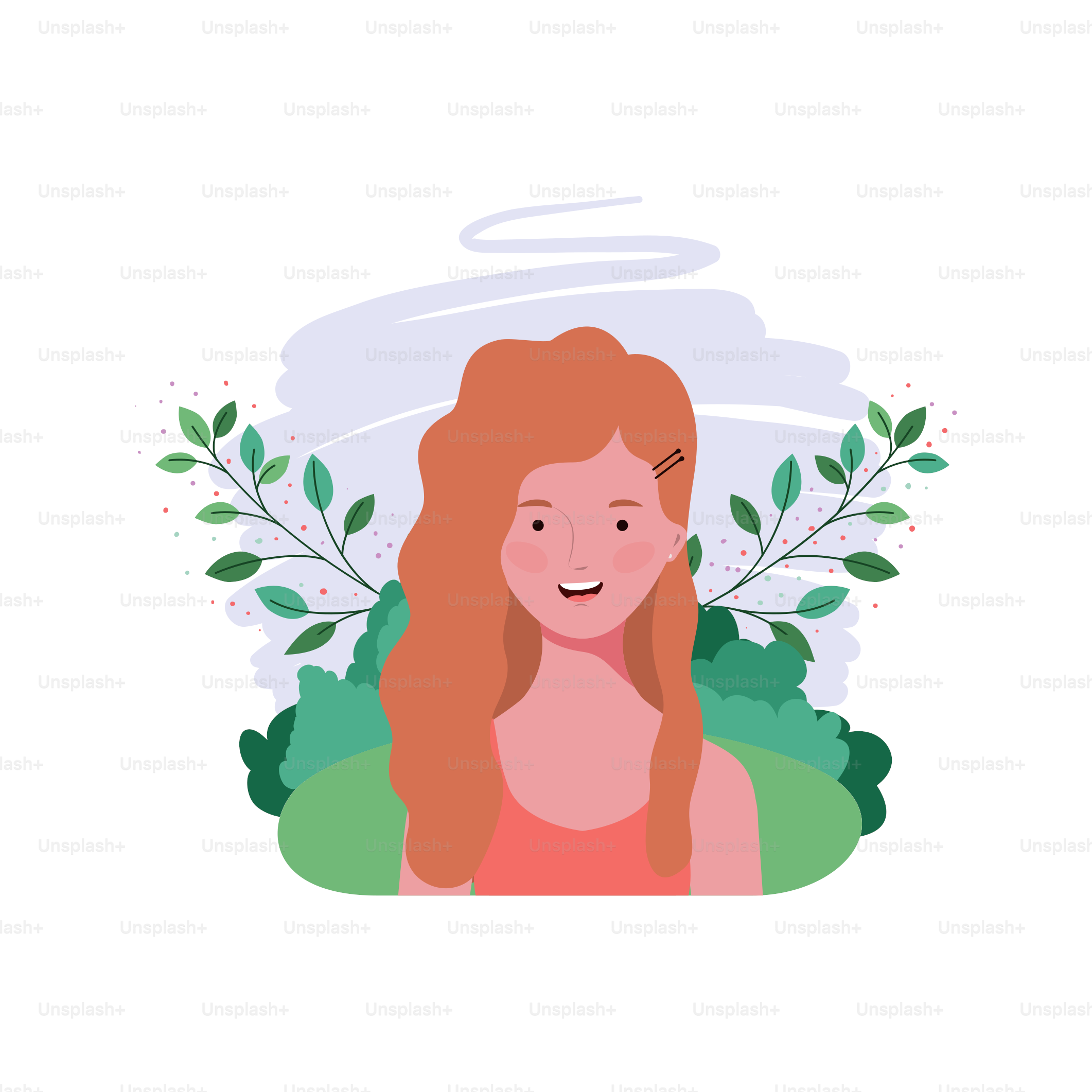 young woman with landscape background vector illustration design