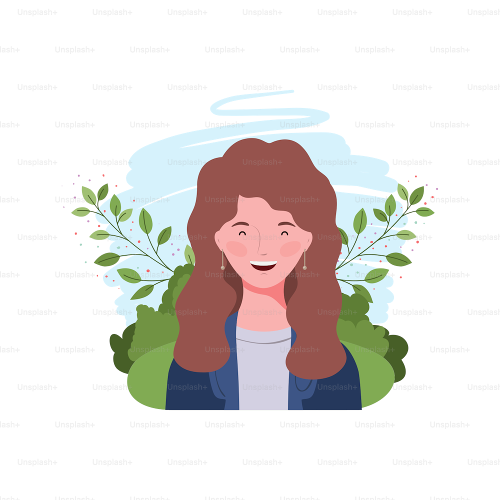young woman with landscape background vector illustration design