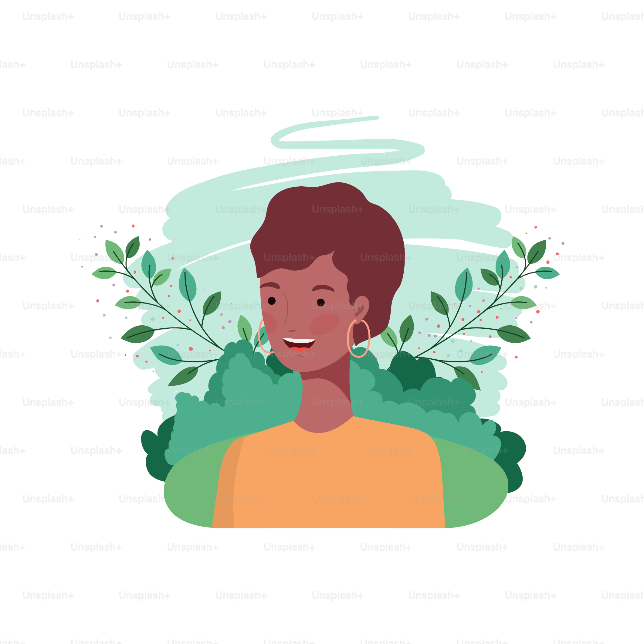 young woman with landscape background vector illustration design