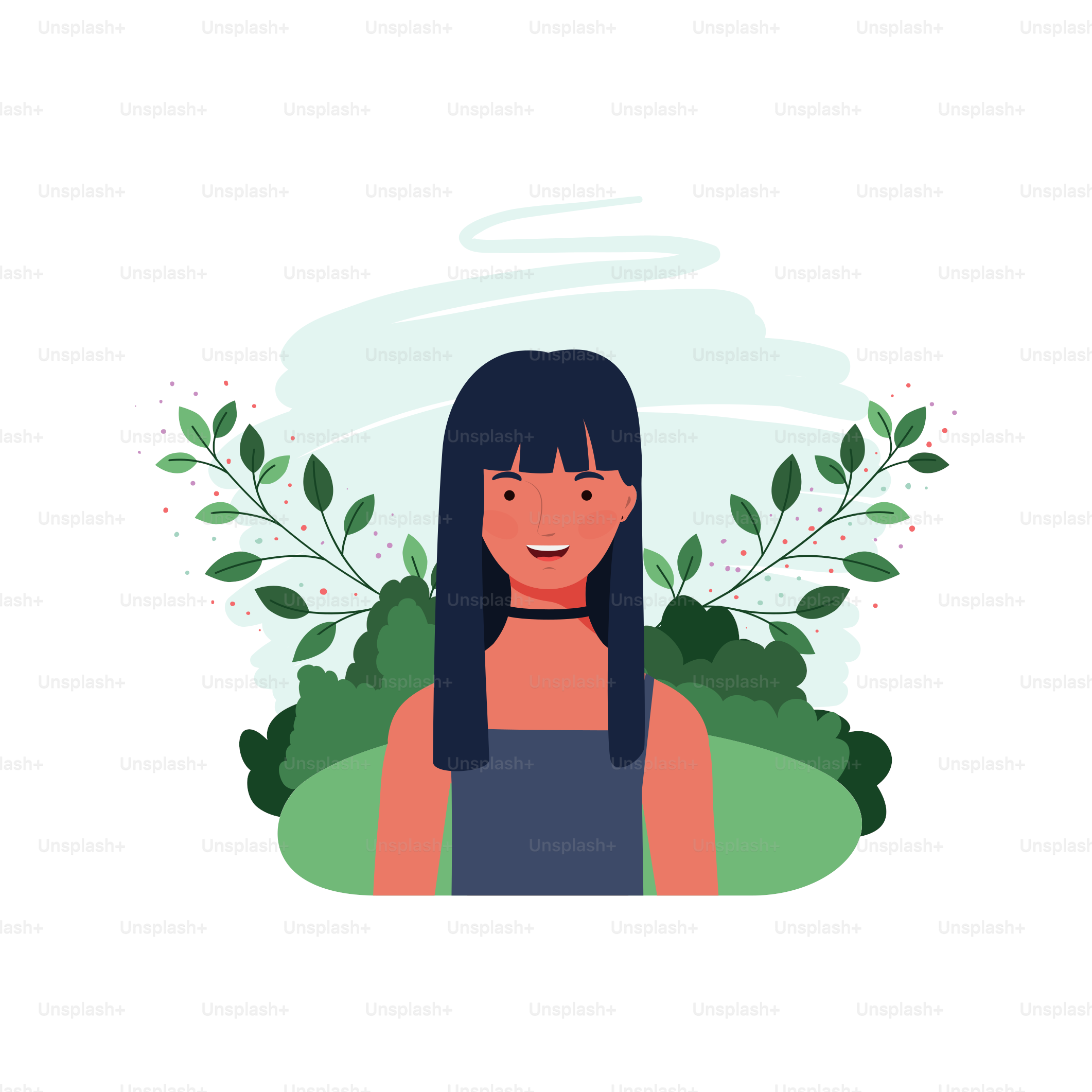 young woman with landscape background vector illustration design