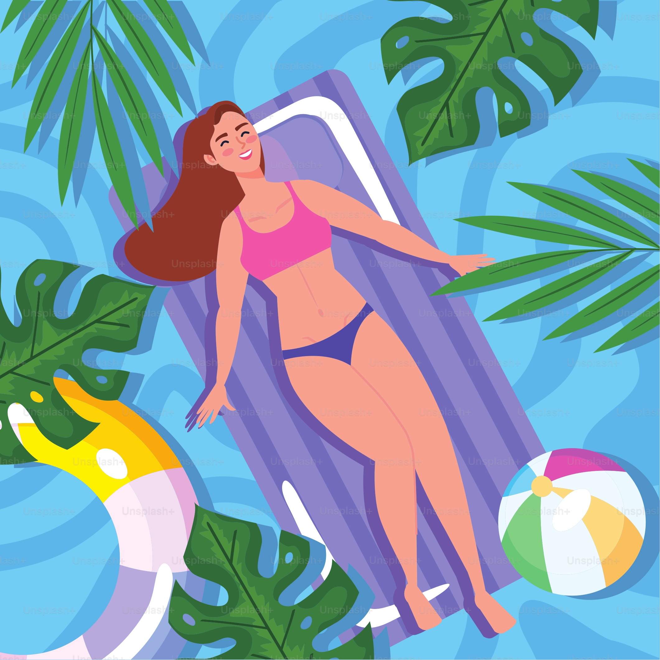woman relaxing in water airview scene