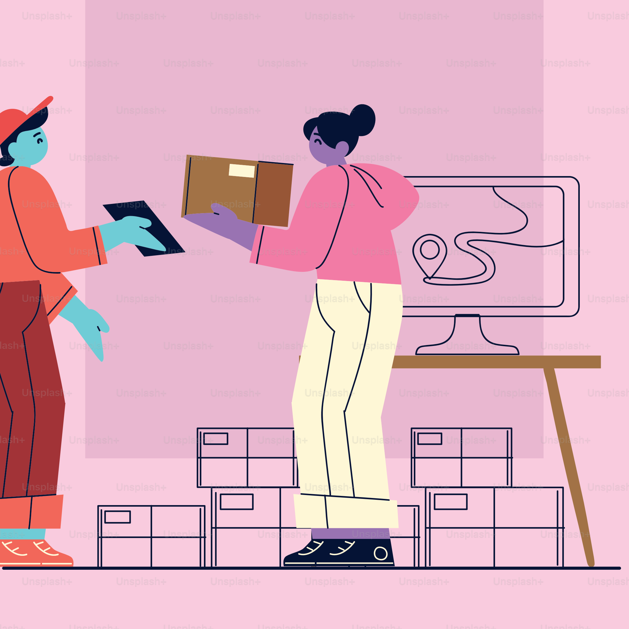 Frau, die Online-Shopping-Boxen erhält