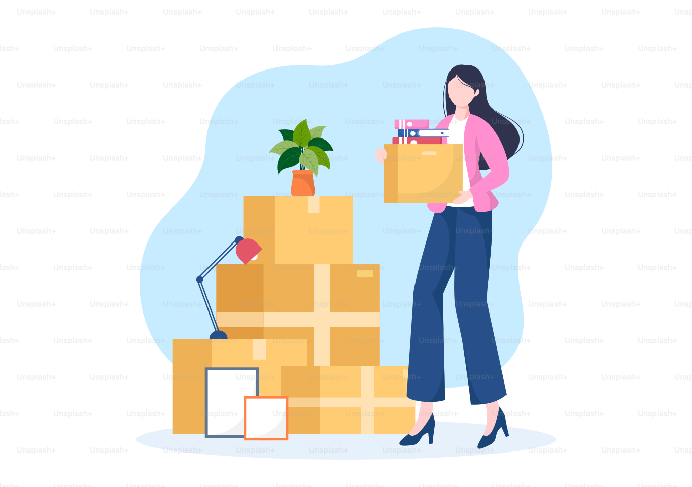 Home Relocation or People Moving with Cardboard Packaging Boxes or Pack Belongings Move to New Ones in Flat Cartoon Illustration