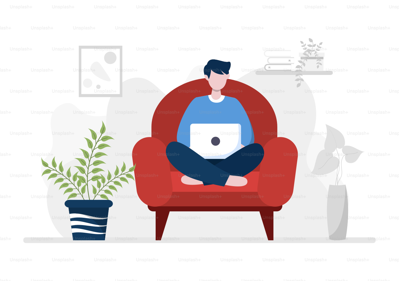 Relax at Home Vector Flat Illustration with People Sitting on the Sofa, Listening To Music, Playing Smartphone or Computer, Drinking Tea, Reading a Book, and Sleeping