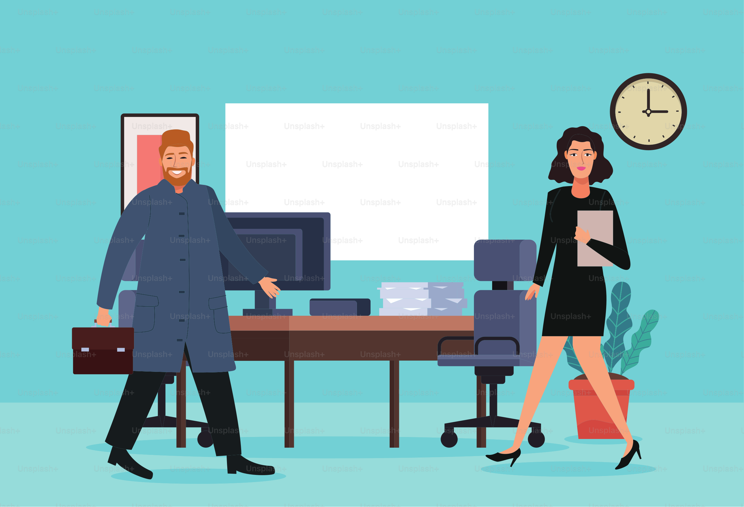 business couple in the office characters