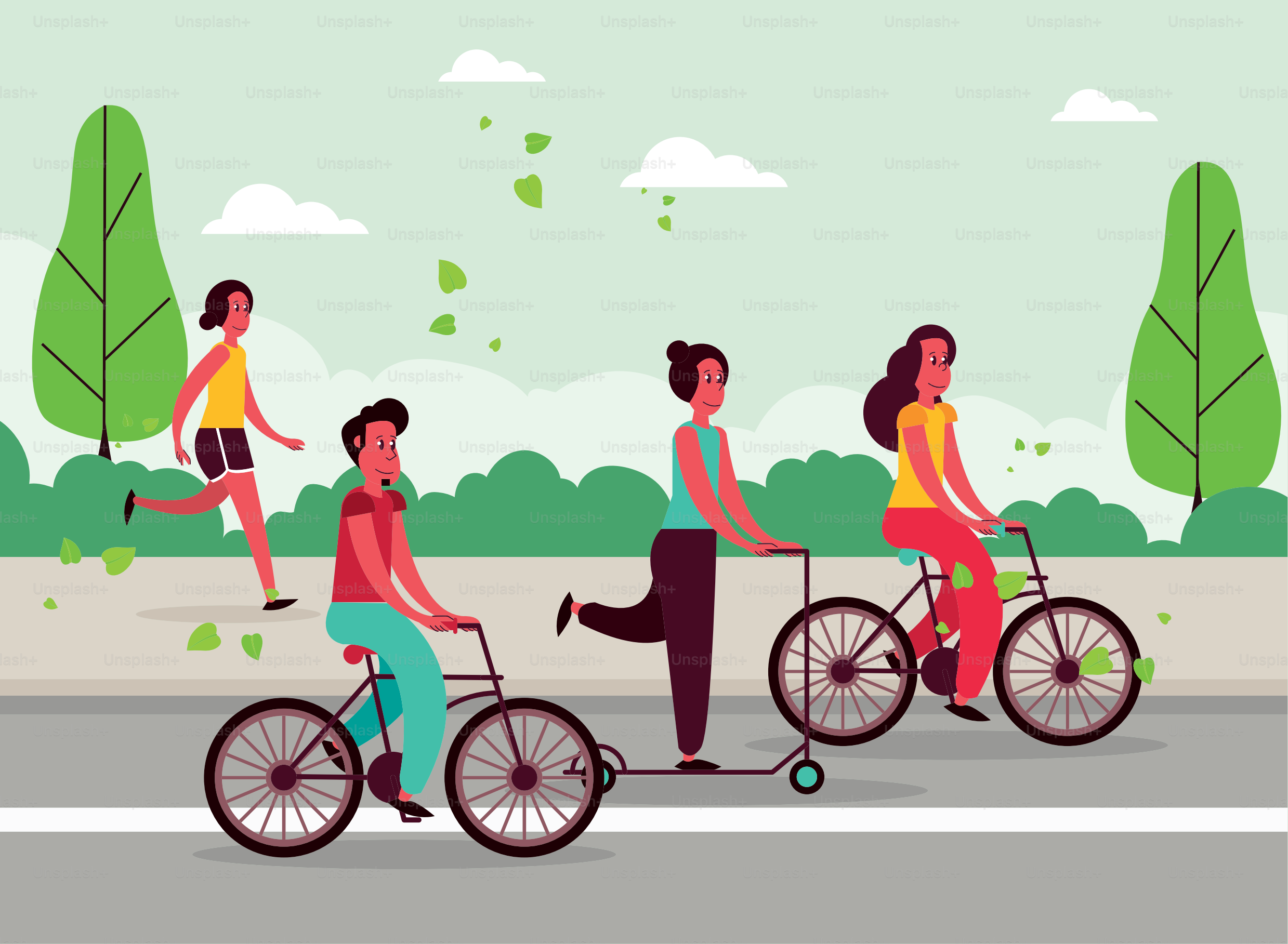 Persone sulla strada nella scena del giorno libero dall'auto
